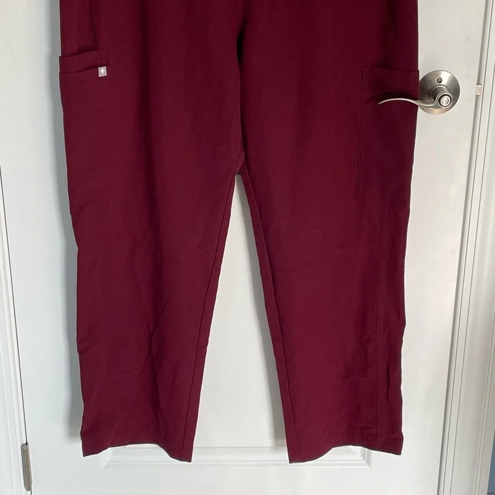 Figs Axim Burgundy Red Cargo Scrub Pants - 35665